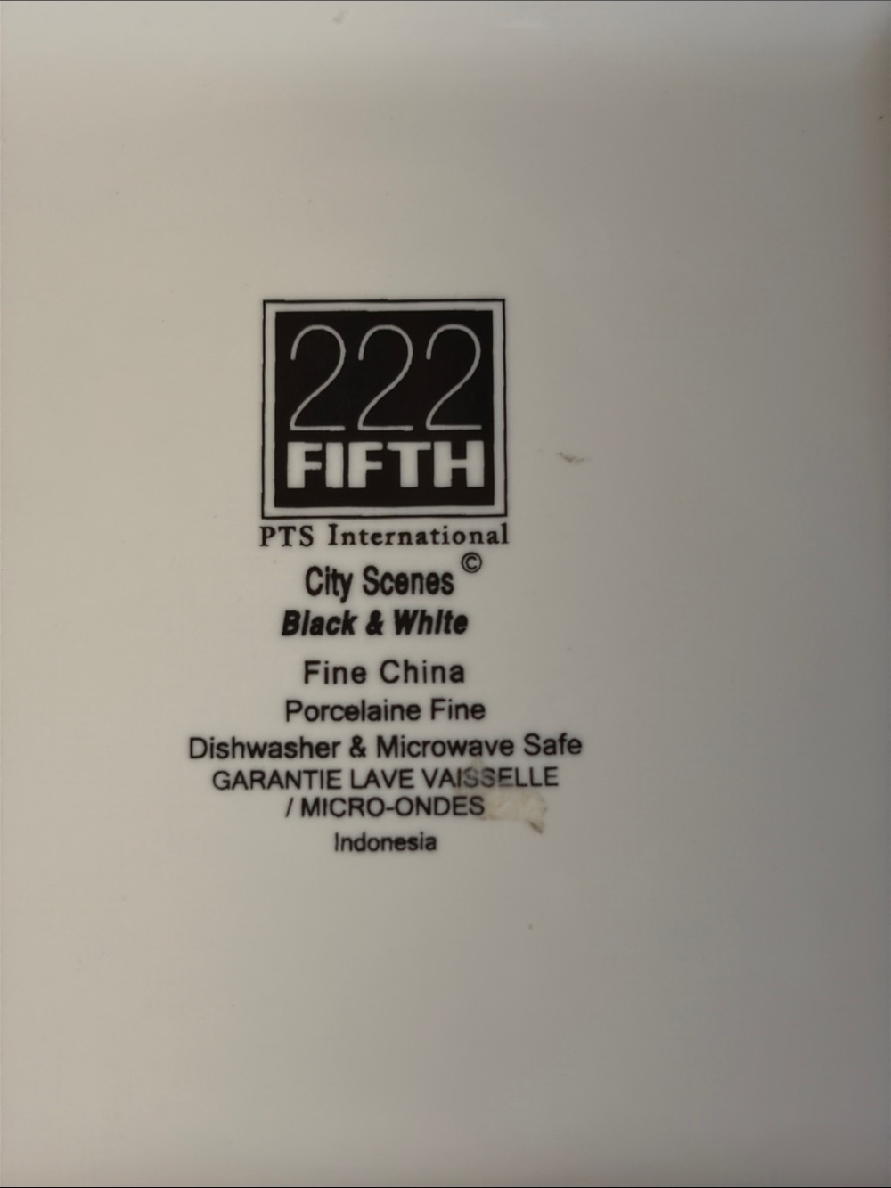 Three 222 Fifth White Ceramic Decorative Plate with Black Cityscape Illustration - Picture 7 of 7